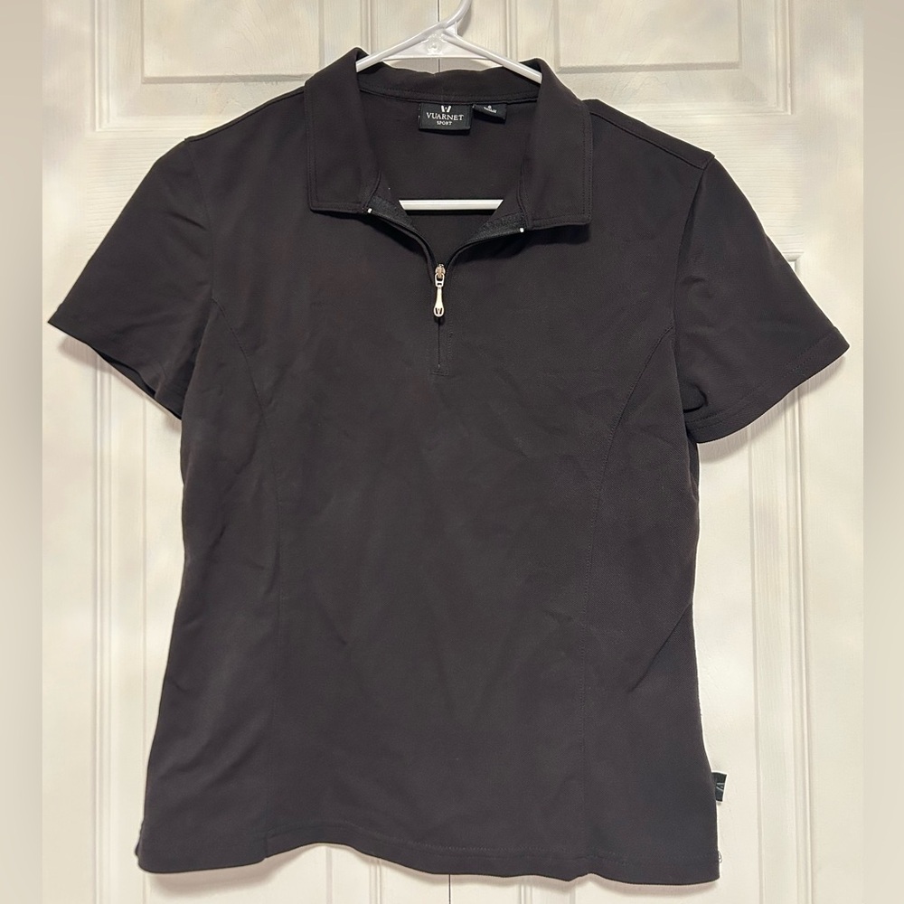 Vuarnet Short-Sleeve Quarter-Zip Polo in Black